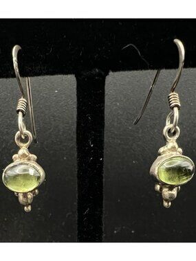 Vintage Estate Artisan Sterling Silver Peridot Earrings